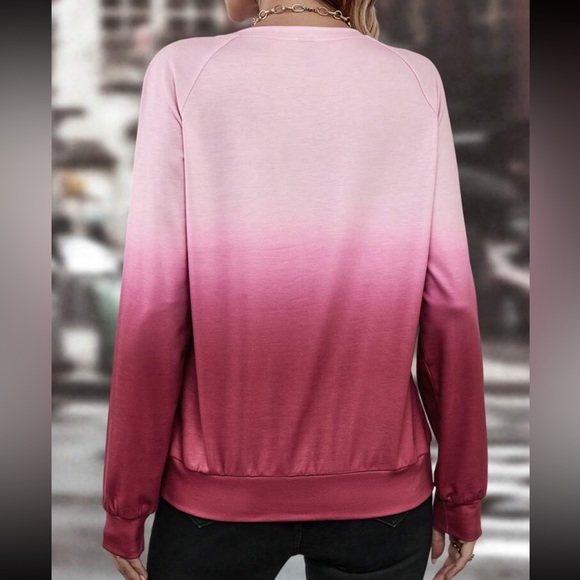 Boho pink Ombre raglan sleeve sweatshirt - Picture 3 of 5